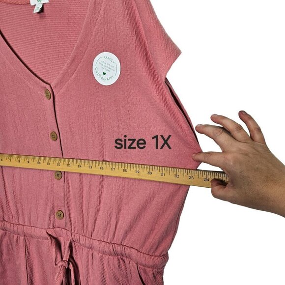 Dip NWT Womens Pink Mauve Button Front‎ Jumpsuit With Pockets & Waist Tie Gauzy - Picture 10 of 15